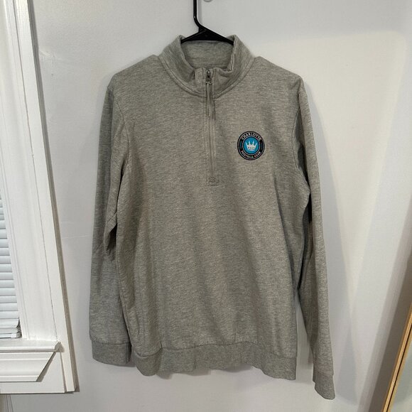 Charlotte Football Club Heather Gray Quarter Zip Jacket, Size Large - Picture 1 of 5